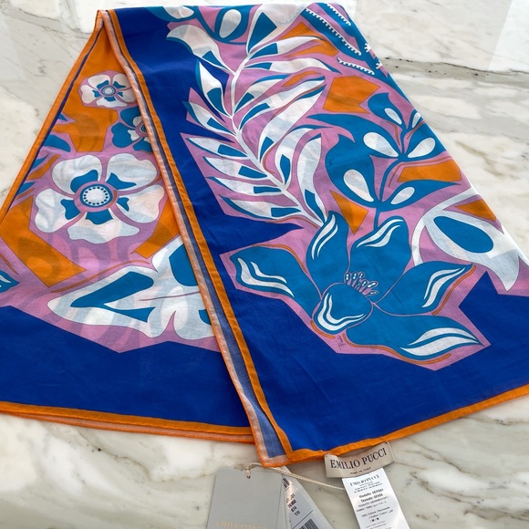 EMILIO PUCCI SAMOA AZURE COTTON-VOILE PAREO NWTS! - Picture 12 of 16